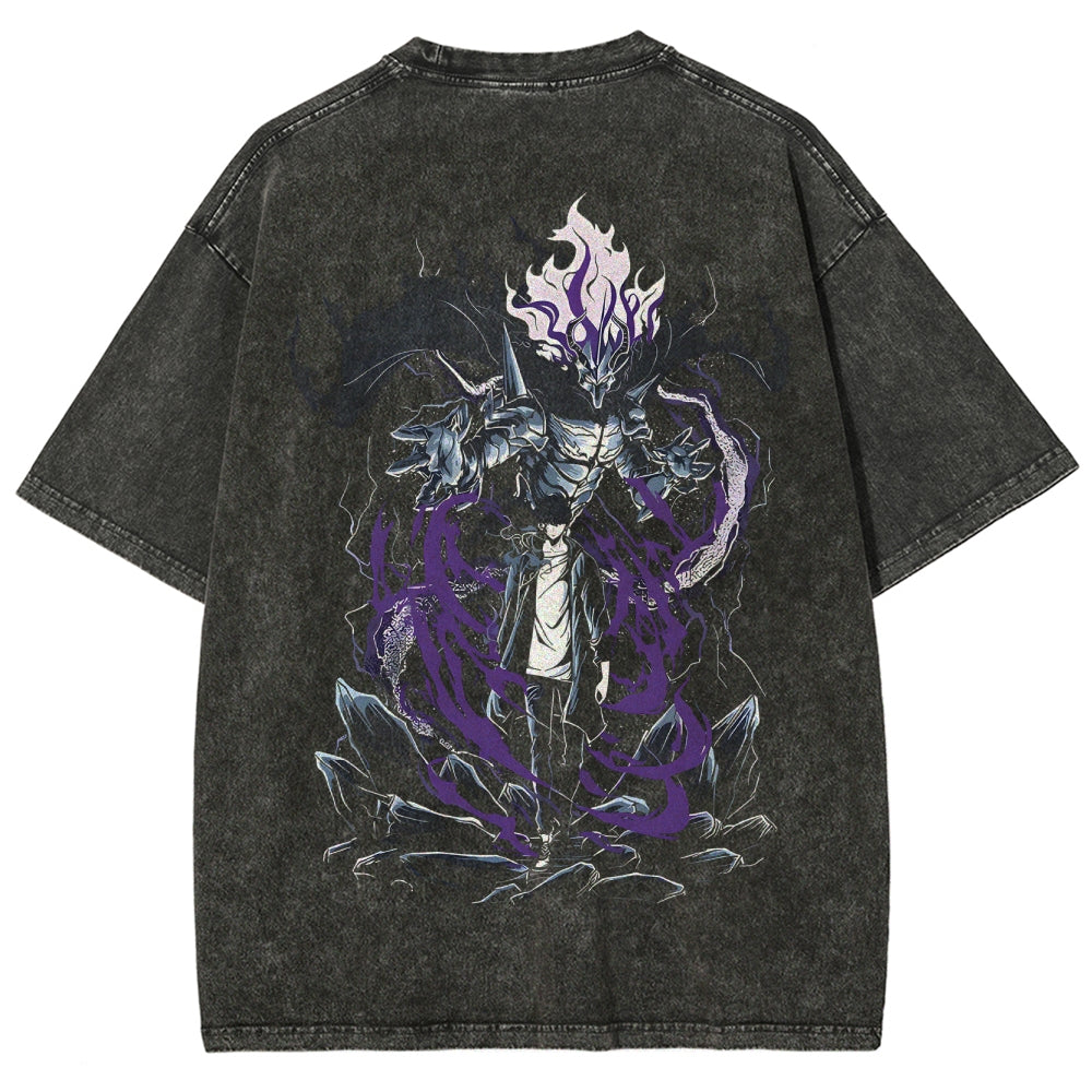 Camiseta Lavada de Ajuste Unisex Solo Leveling