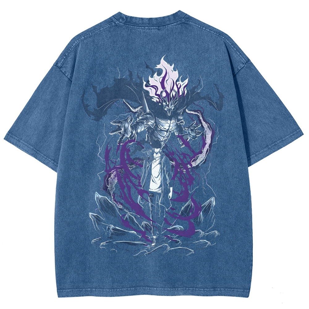 Camiseta Lavada de Ajuste Unisex Solo Leveling