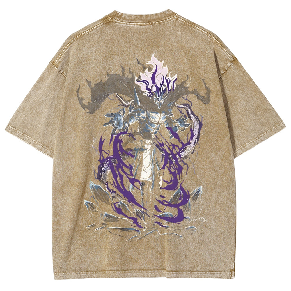 Camiseta Lavada de Ajuste Unisex Solo Leveling