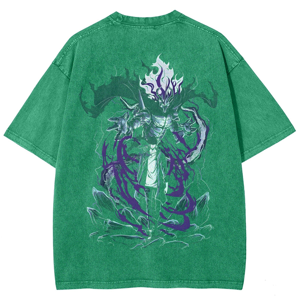 Camiseta Lavada de Ajuste Unisex Solo Leveling