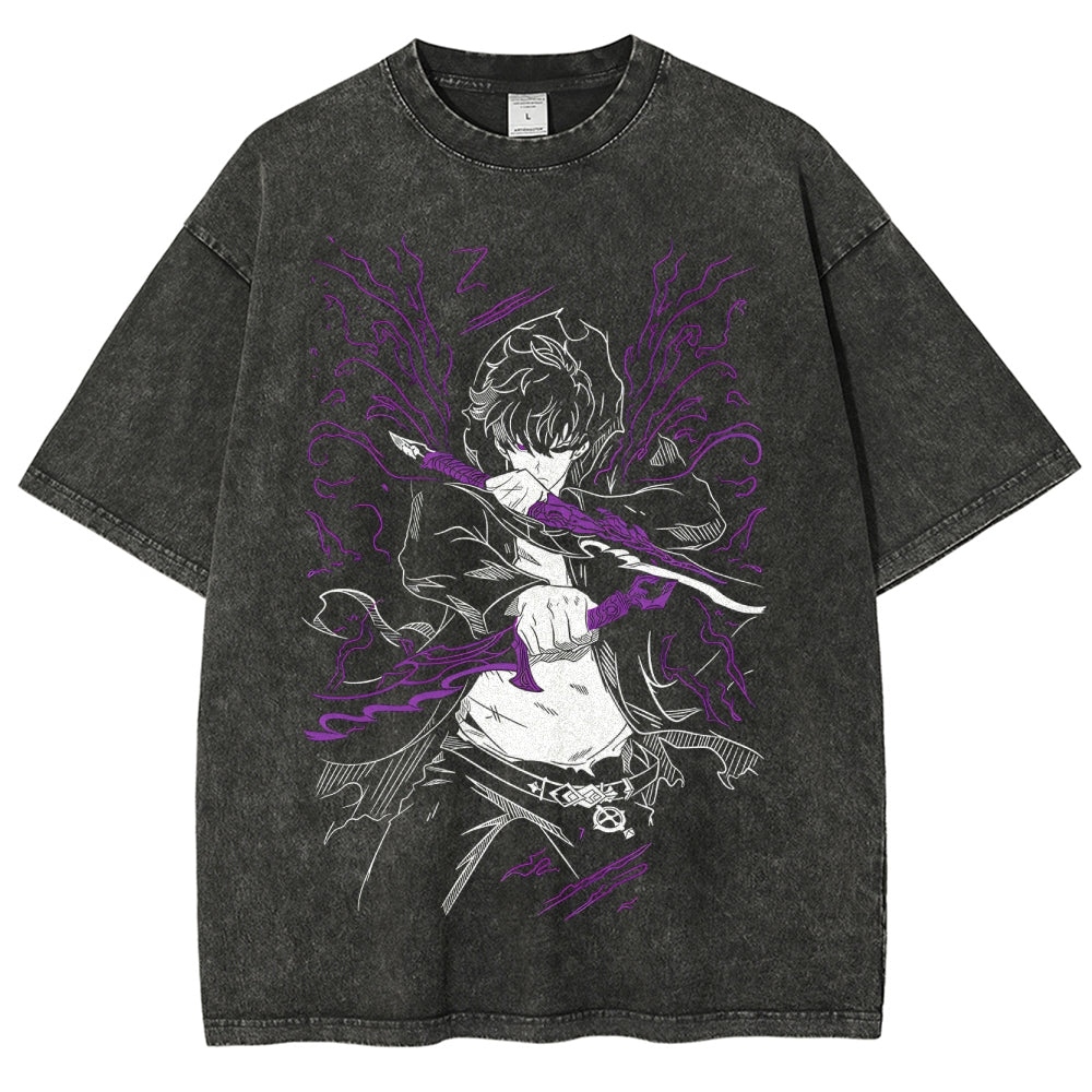 Camiseta lavada unisex de SOLO LEVELING