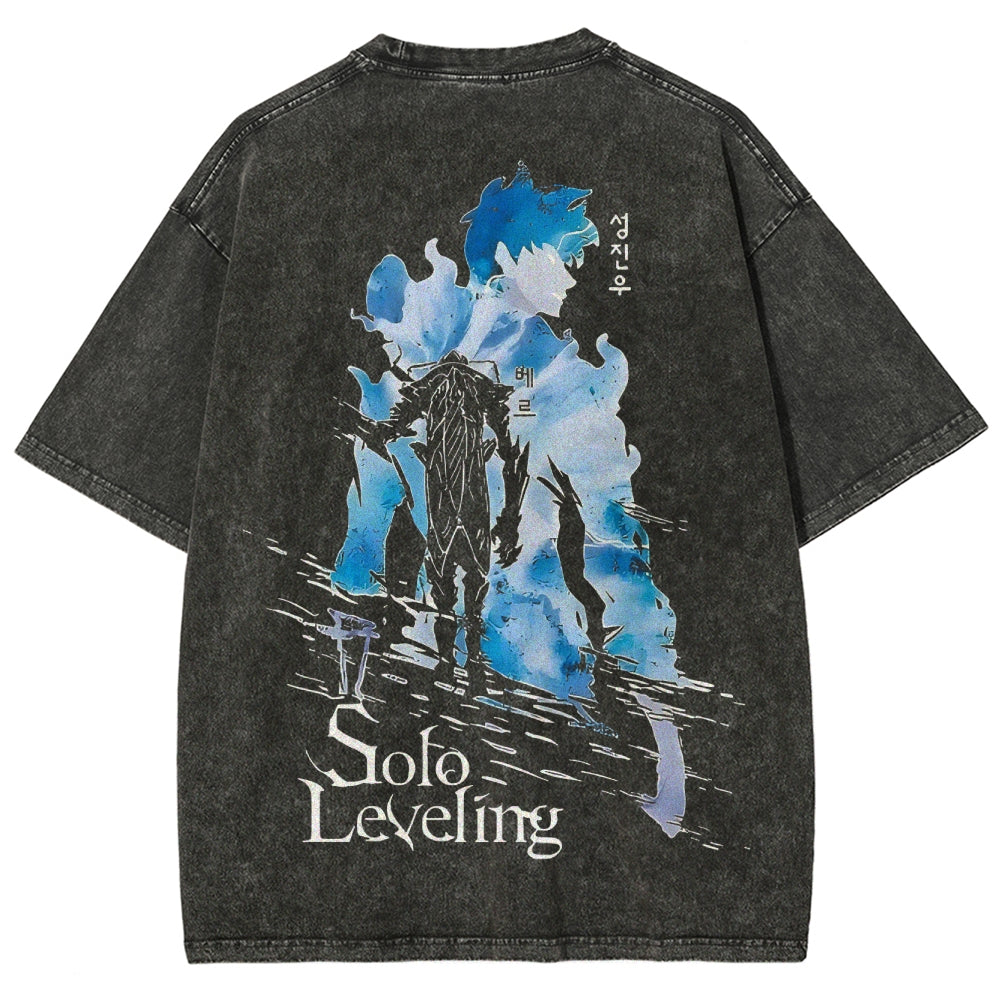 Camiseta unisex de corte lavado Solo Leveling 2501009737