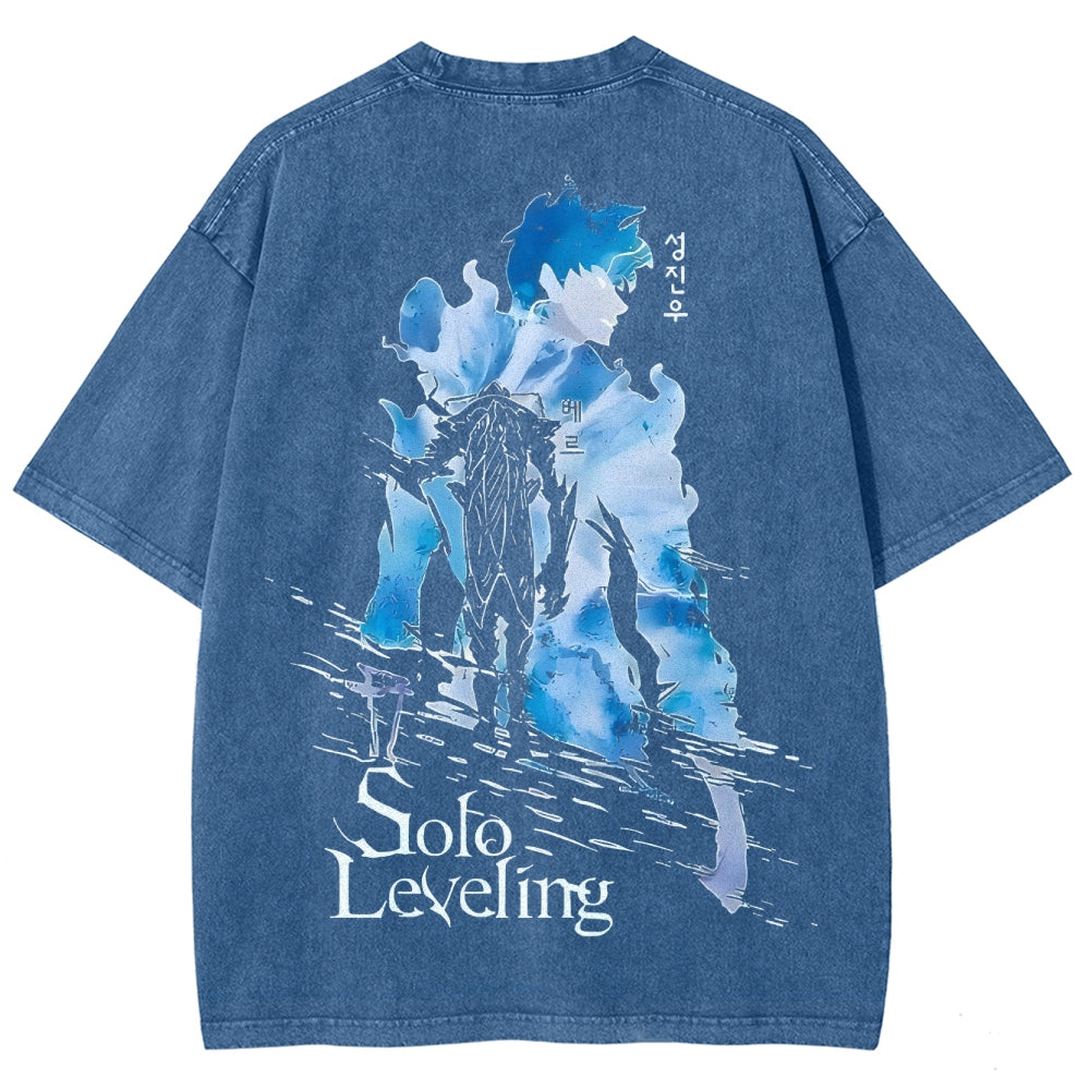 Camiseta unisex de corte lavado Solo Leveling 2501009737