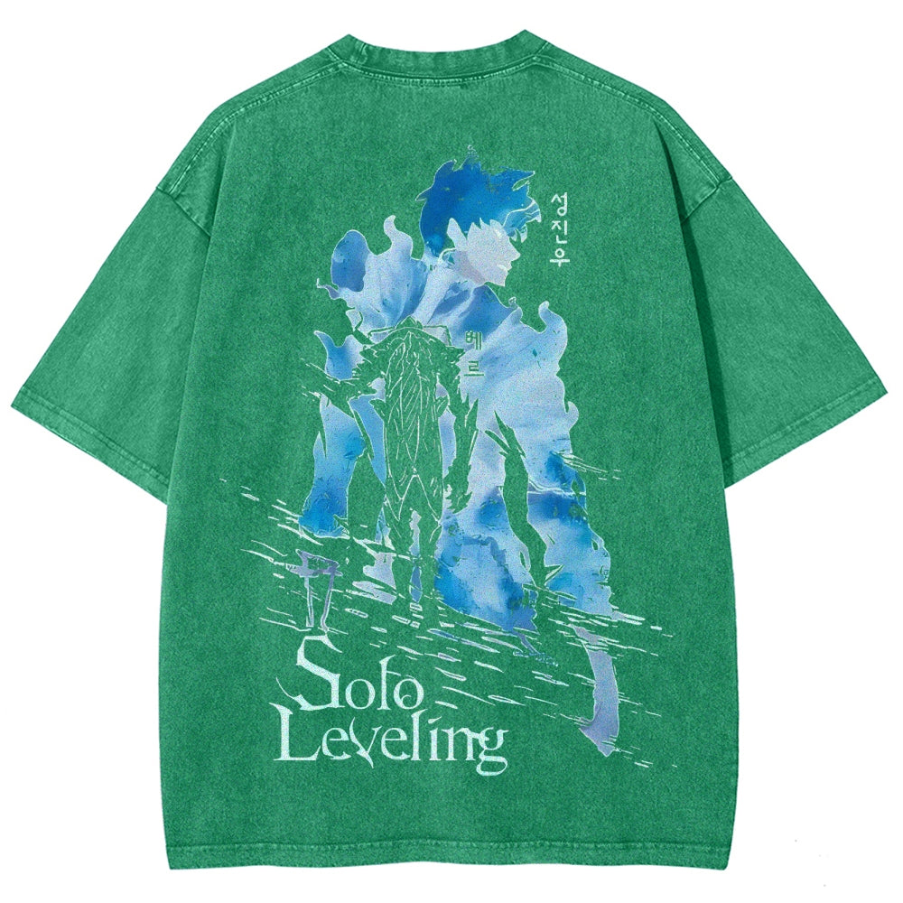 Camiseta unisex de corte lavado Solo Leveling 2501009737