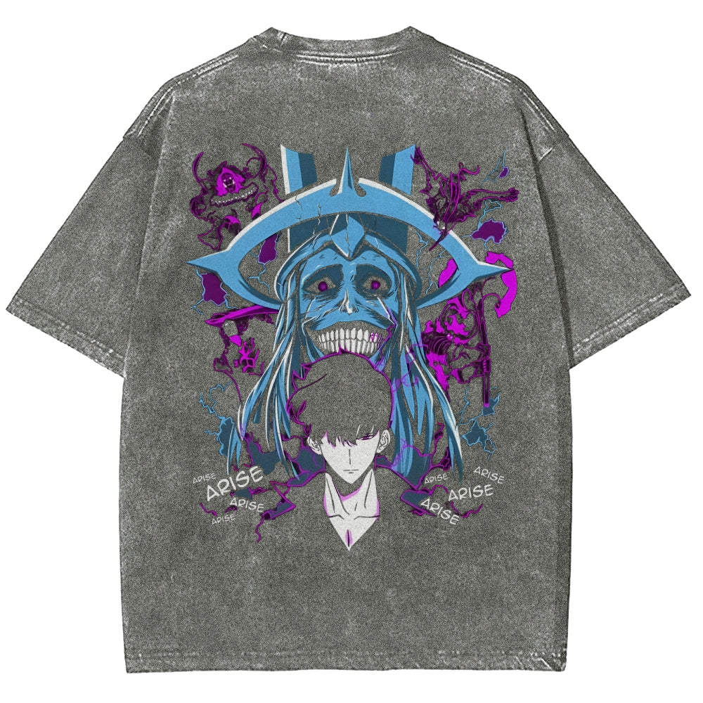 T-shirt unisexe délavé Solo-Leveling Guilde Ahjin
