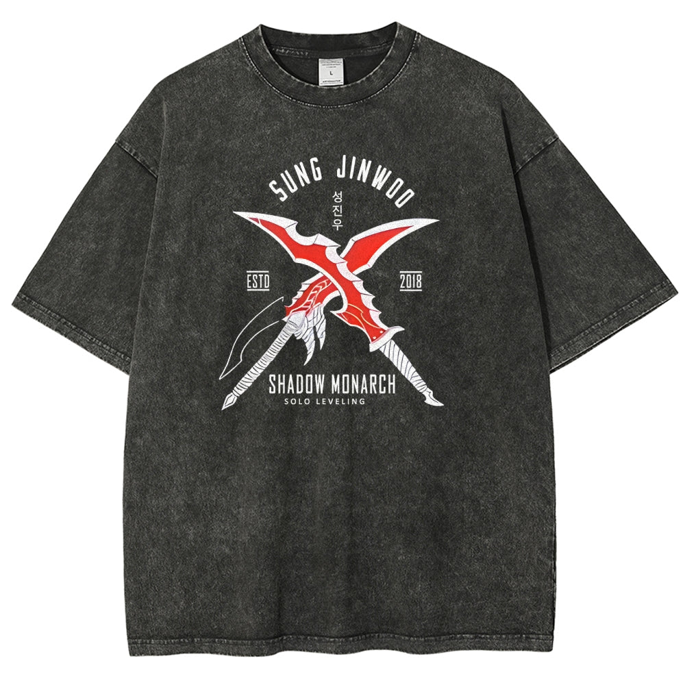 Camiseta lavada de ajuste unisex Solo Leveling