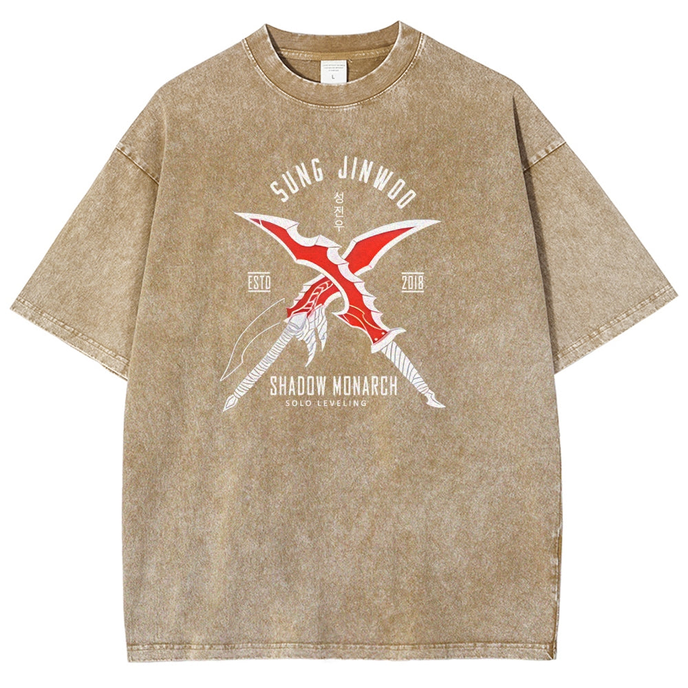 Camiseta lavada de ajuste unisex Solo Leveling