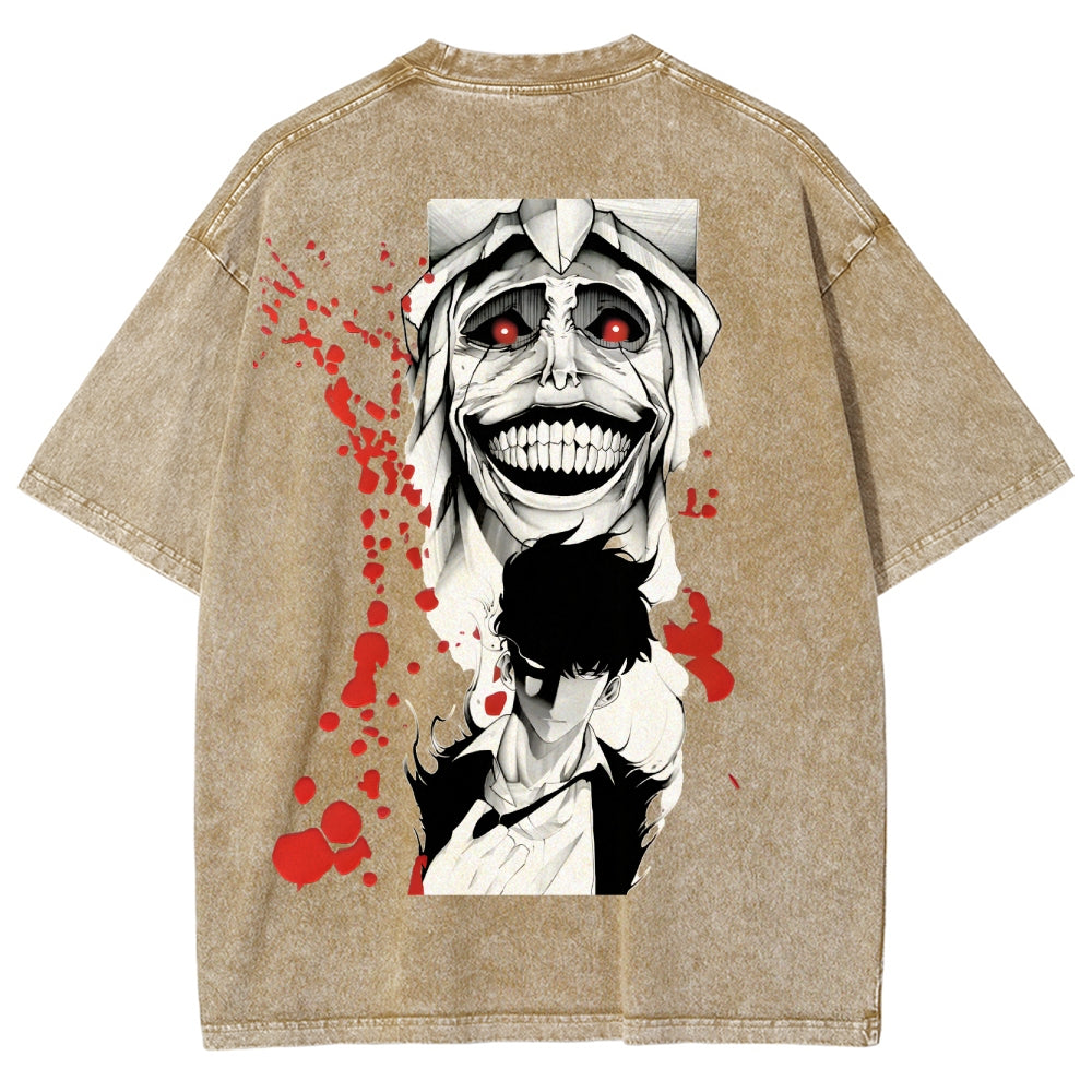 Camiseta lavada de ajuste unisex Solo Leveling