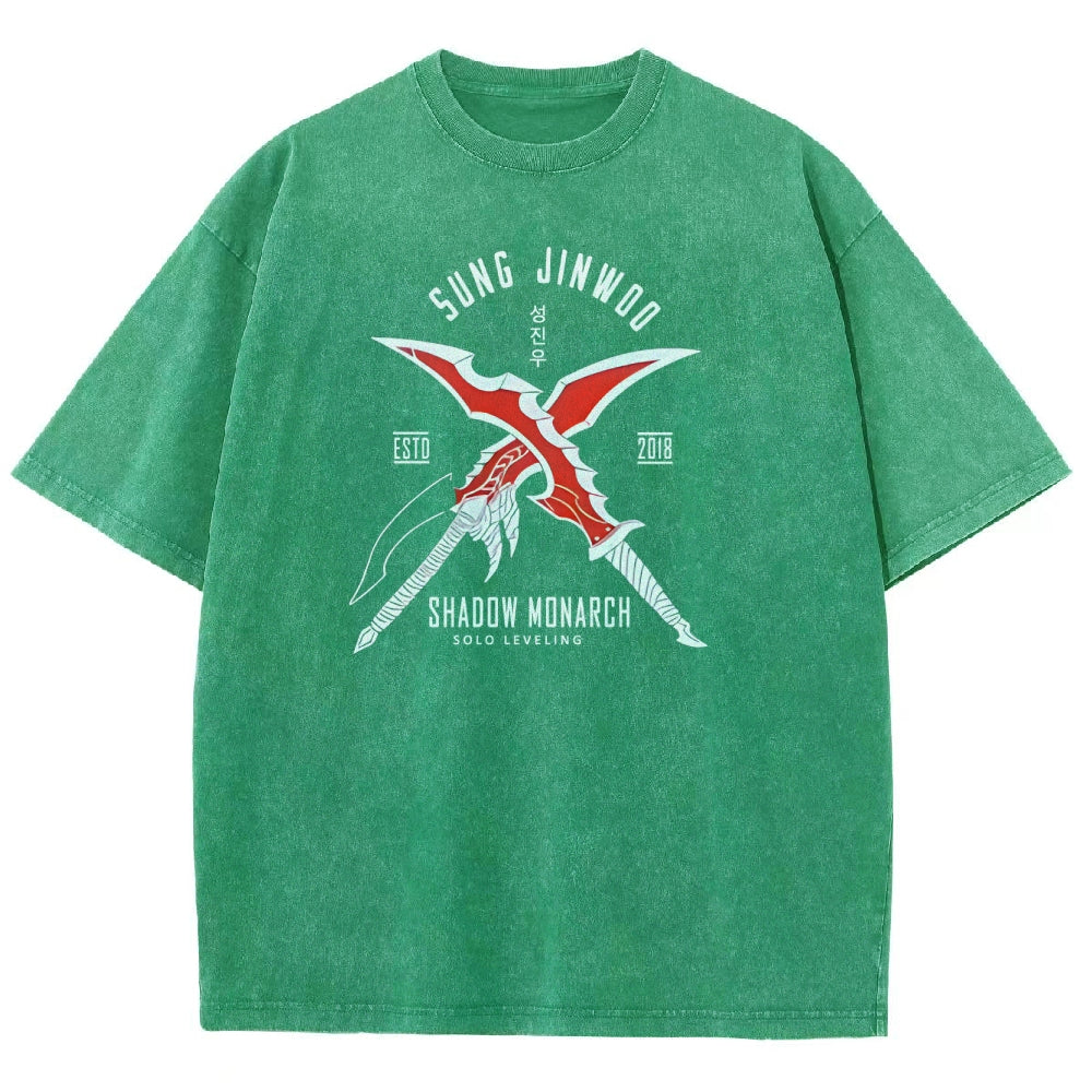 Camiseta lavada de ajuste unisex Solo Leveling