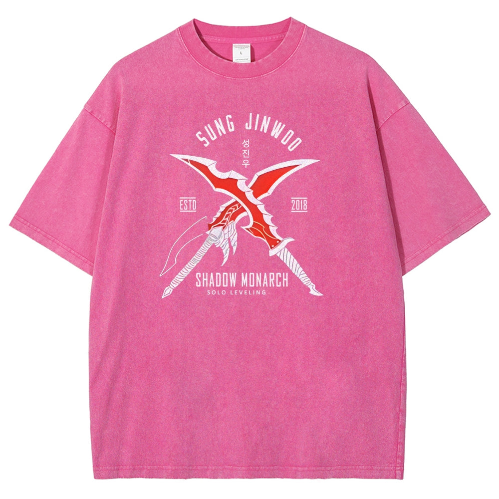Camiseta lavada de ajuste unisex Solo Leveling