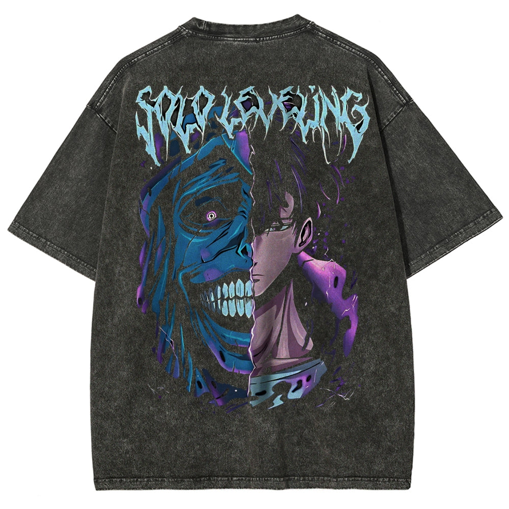 Camiseta lavada de ajuste unisex Solo Leveling