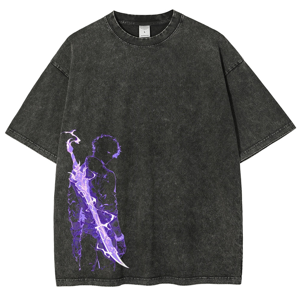 Camiseta lavada de corte unisex Solo Leveling 2502004280