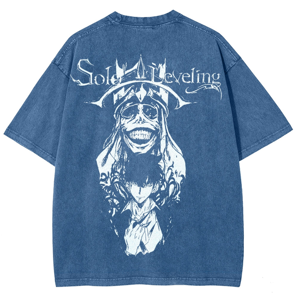 Camiseta lavada de corte unisex Solo Leveling 2502004280