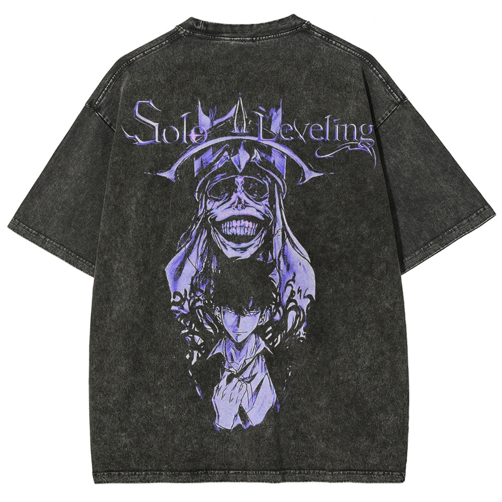 Camiseta lavada de corte unisex Solo Leveling 2502004280