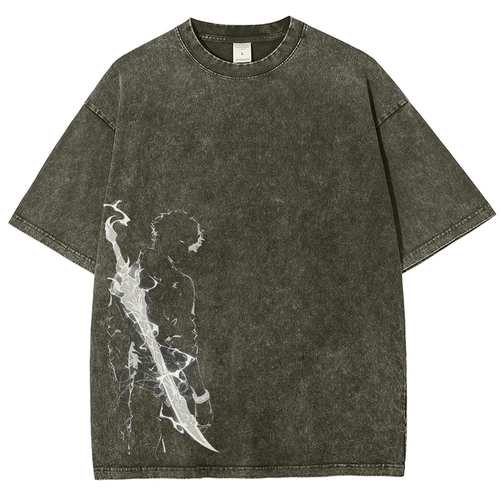 Camiseta lavada de corte unisex Solo Leveling 2502004280