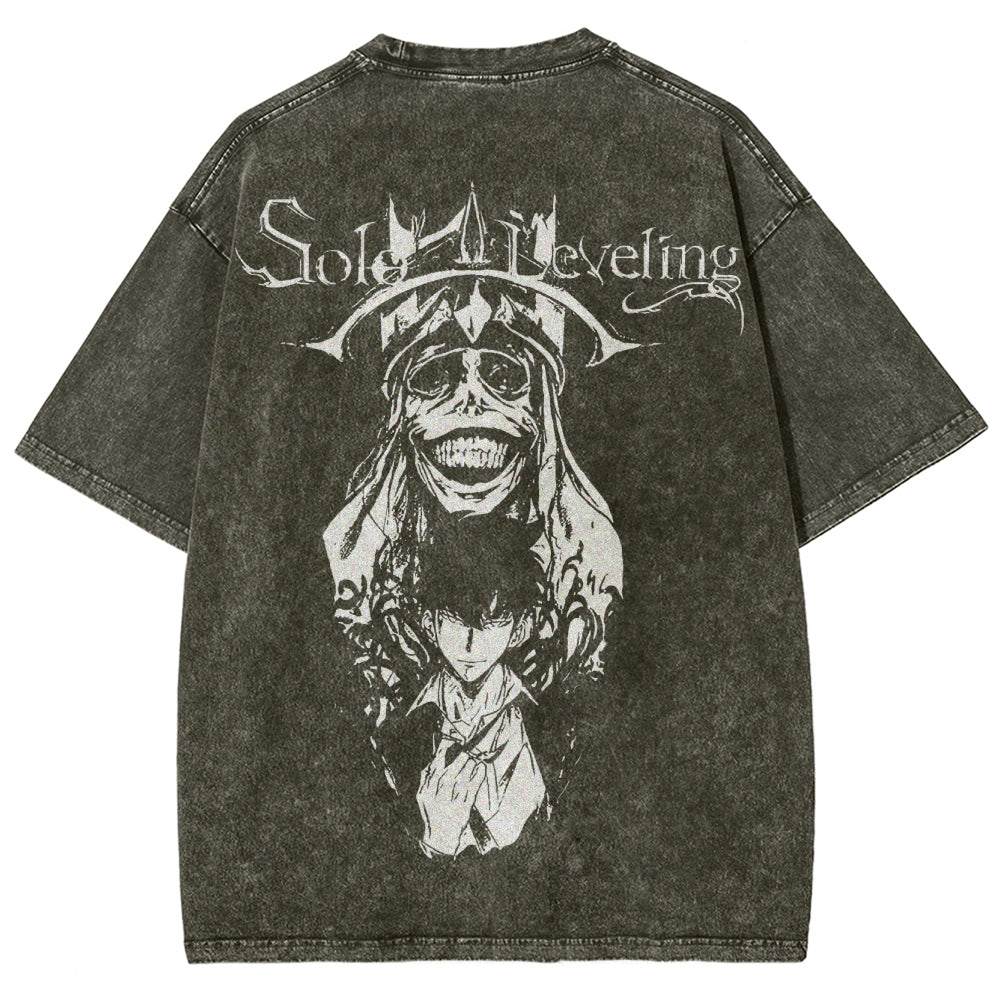 Camiseta lavada de corte unisex Solo Leveling 2502004280