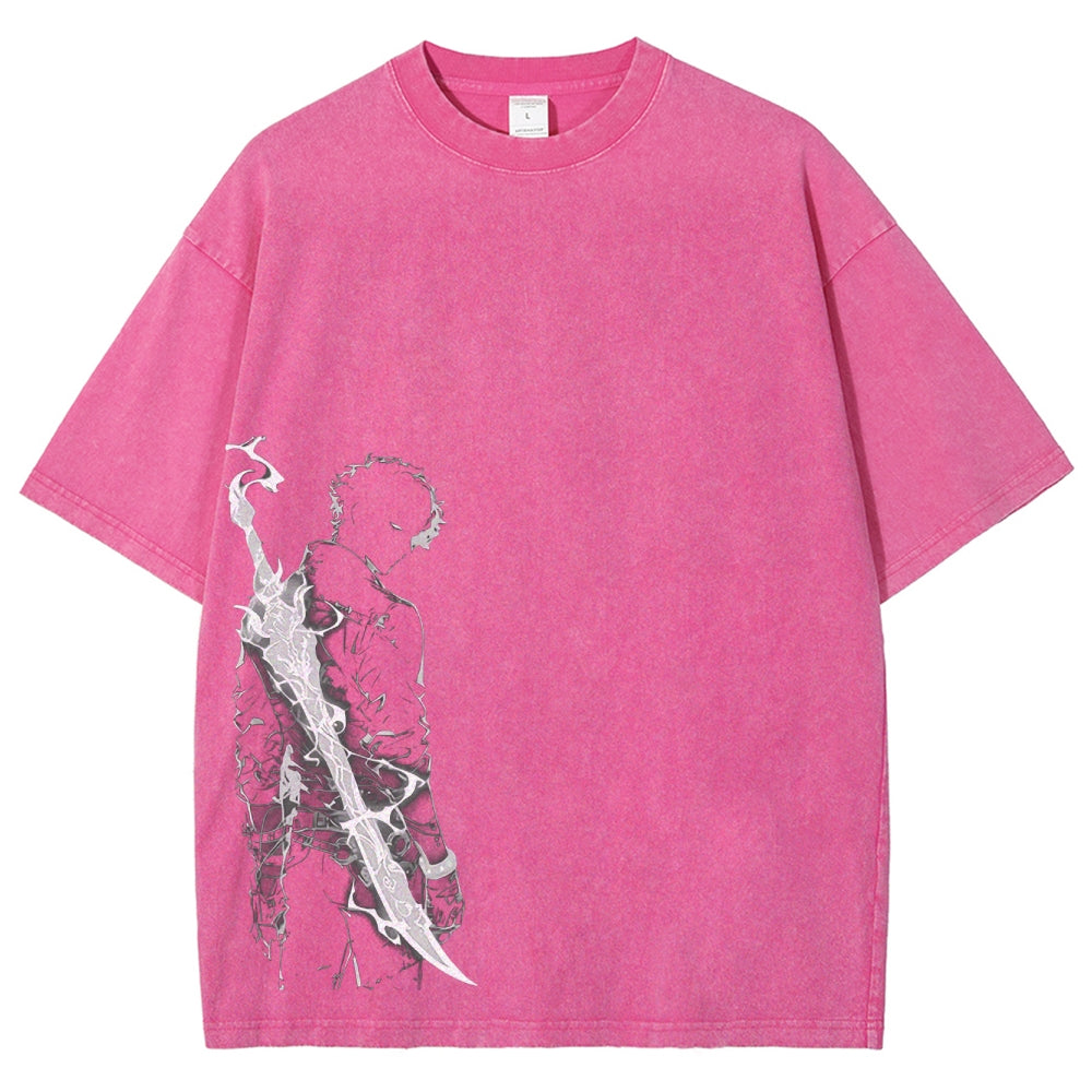 Camiseta lavada de corte unisex Solo Leveling 2502004280