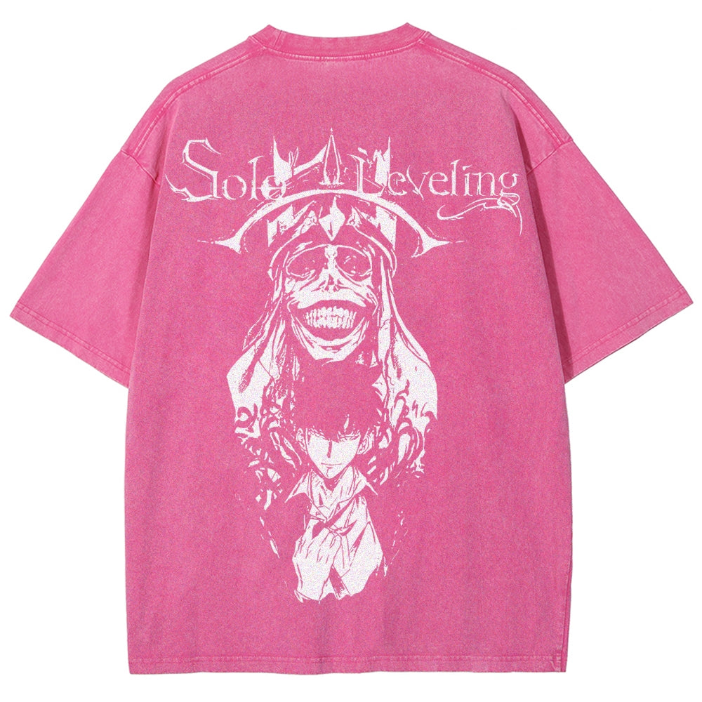 Camiseta lavada de corte unisex Solo Leveling 2502004280