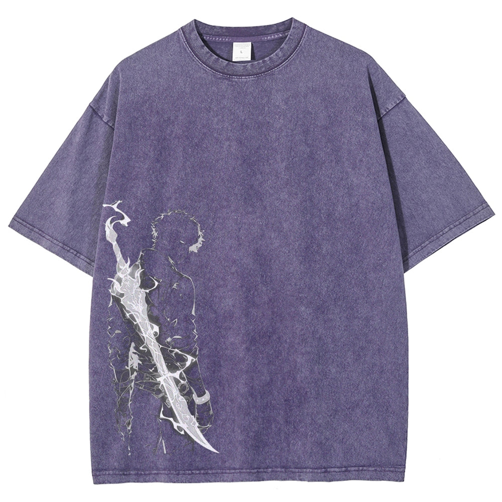 Camiseta lavada de corte unisex Solo Leveling 2502004280