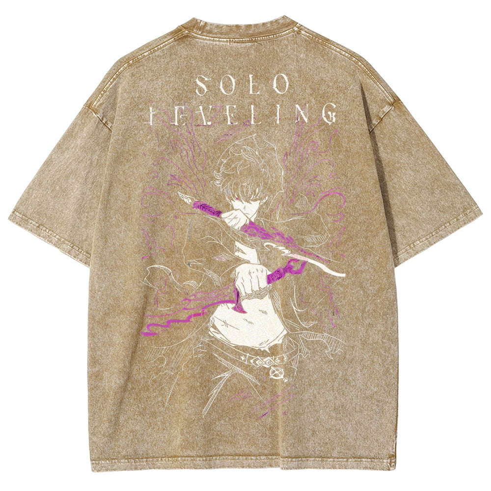 solo leveling Camiseta Lavada de Ajuste Unisex 2502007475