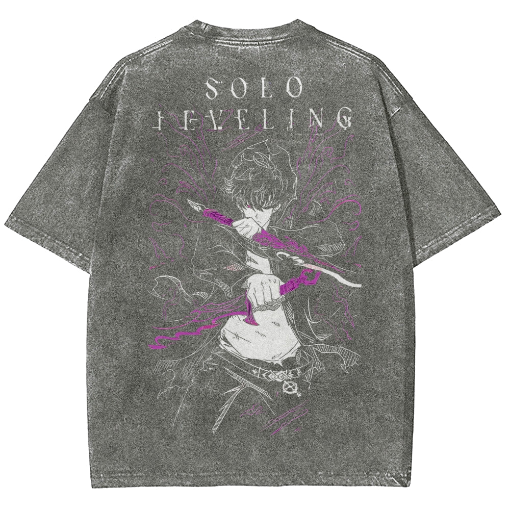 solo leveling Camiseta Lavada de Ajuste Unisex 2502007475