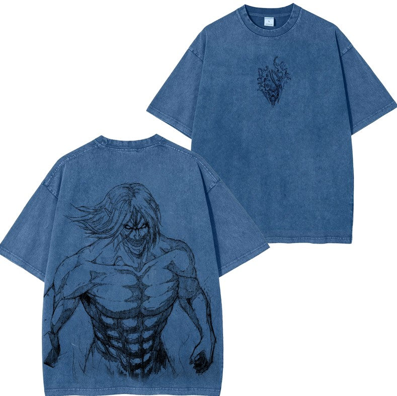 Camiseta Unisex Ataque a los Titanes Vintage Lavada