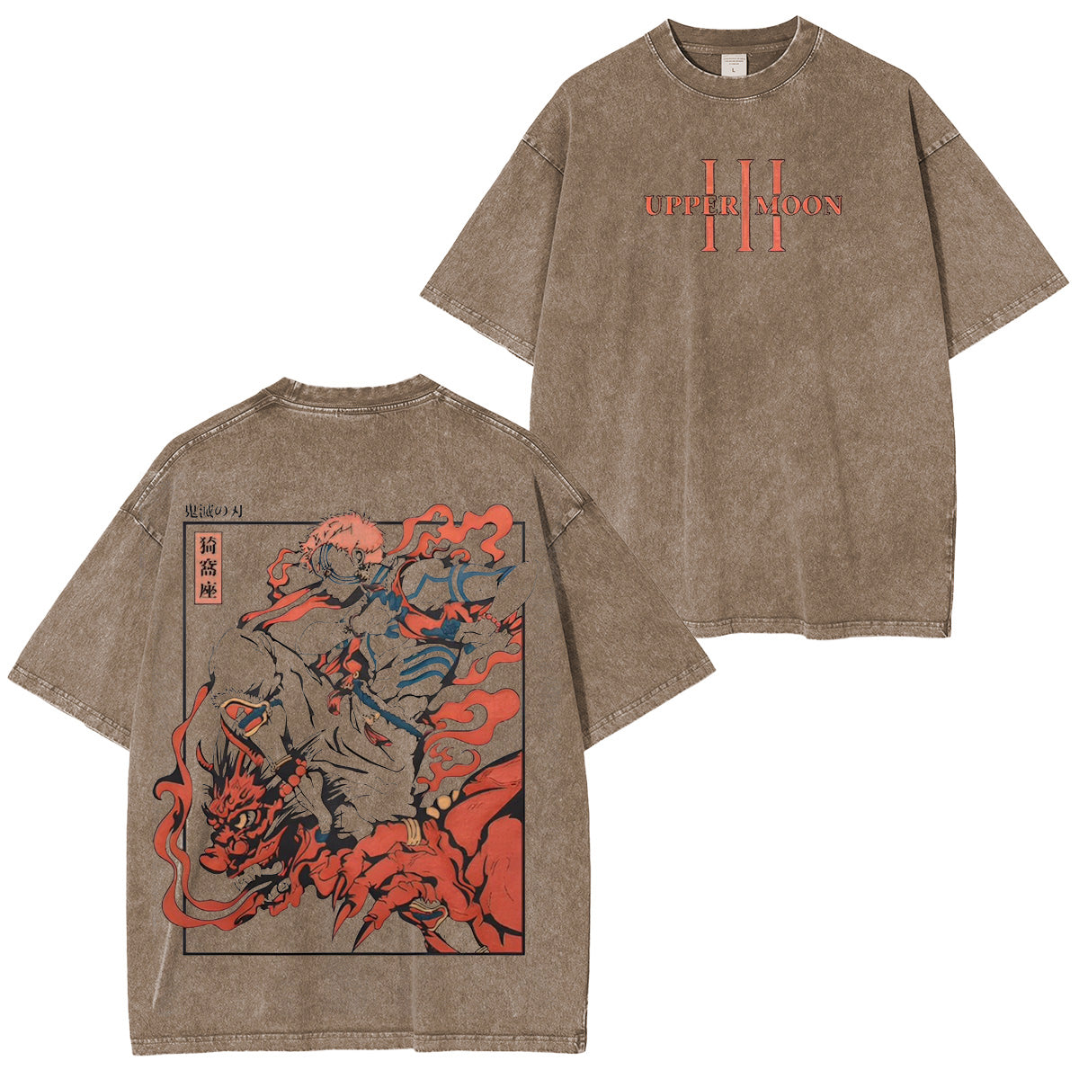 Camiseta unisex Akaza Demon Slayer vintage lavada