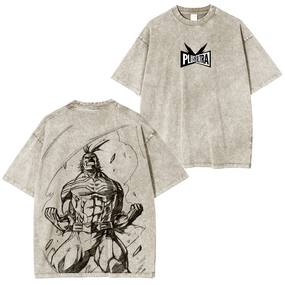 My Hero Academia Double Print Oversize Anime Manga Acid Washed Cotton T-ShirtDouble Print Oversize Anime Manga Acid Washed Cotton T-Shirt