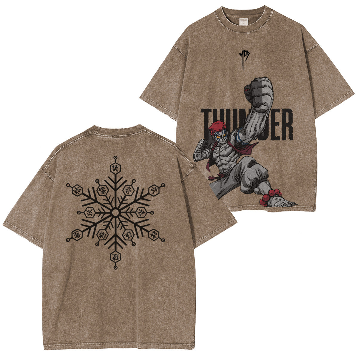 Camiseta lavada Akaza Demon Slayer unisex