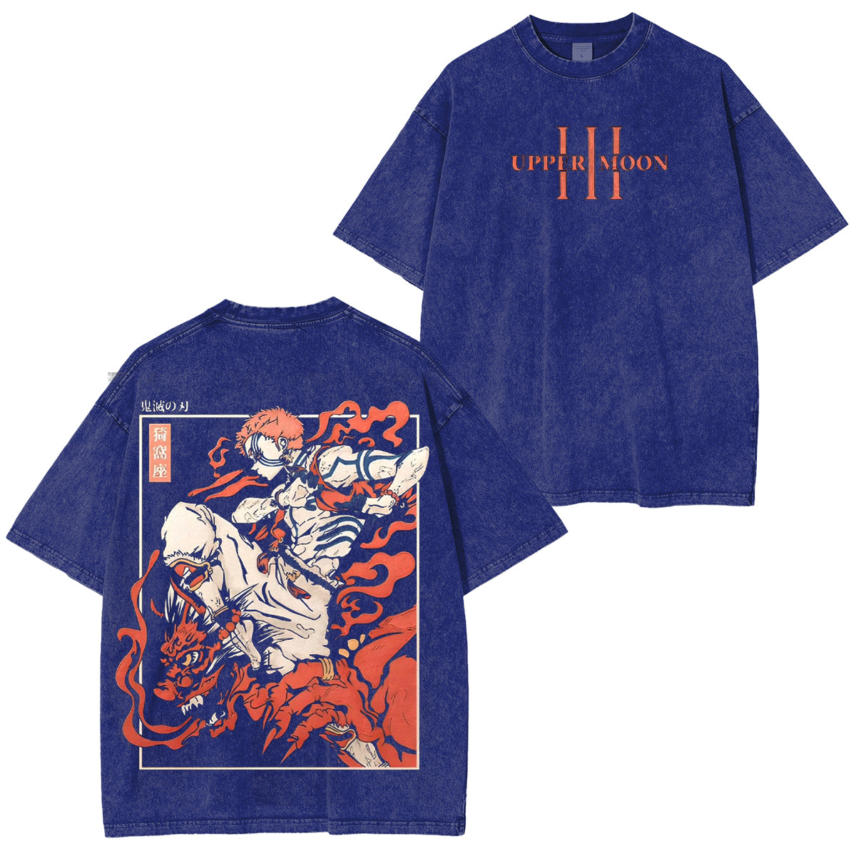 Camiseta unisex Akaza Demon Slayer vintage lavada