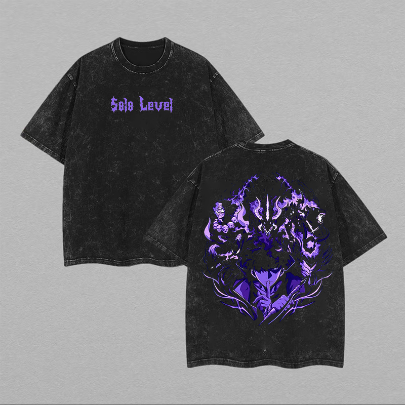 Camiseta unisex lavada estampada de Solo Leveling