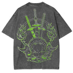 Camiseta Lavada de Roronoa Zoro, Primer Oficial de los Piratas de Sombrero de Paja