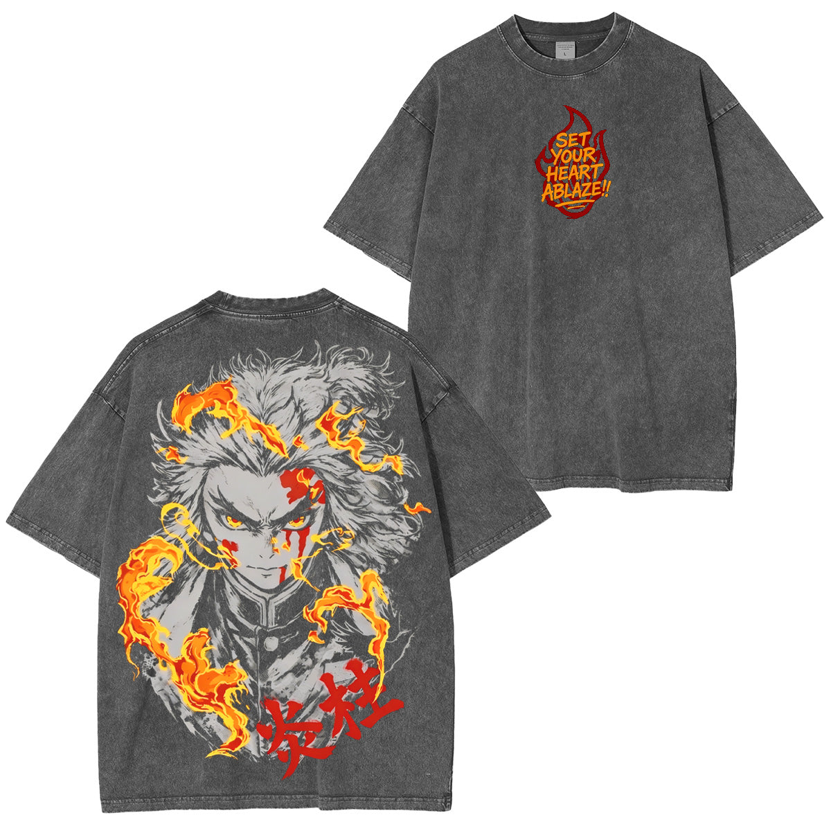 T-shirt/Sweat-shirt/Sweat à capuche délavé(e) Kyojuro Rengoku Demon Slayer