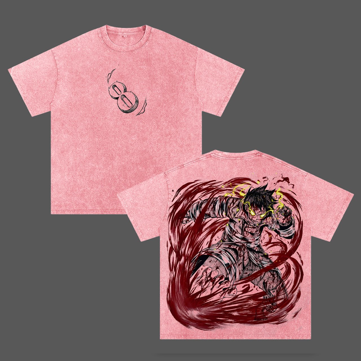 Camiseta/Sudadera de cuello redondo/Sudadera con capucha Fire Force Shinra efecto lavado
