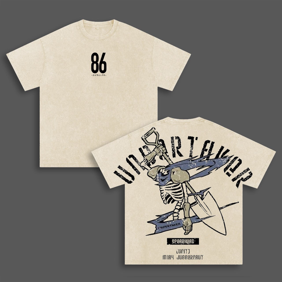 T-shirt/Sweat/Hoddie délavé avec logo "Undertaker Shinei Reaper 86 Eighty"