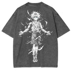 Camiseta Oversize Estampada Lavada de Anime Hunter x Hunter