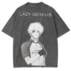 T-shirt lavé imprimé double Anime Blue Lock StrikerT-shirt lavé imprimé double Anime Striker