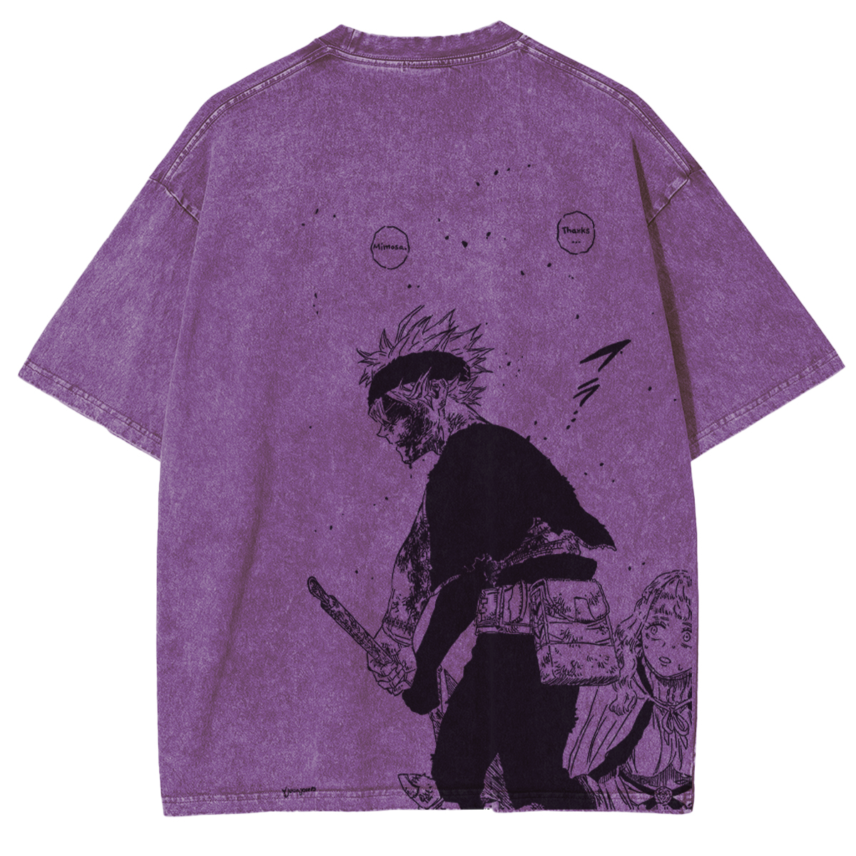 Asta x Black Bulls Black Clover Anime Double Printed Vintage Washed Tee Unisex