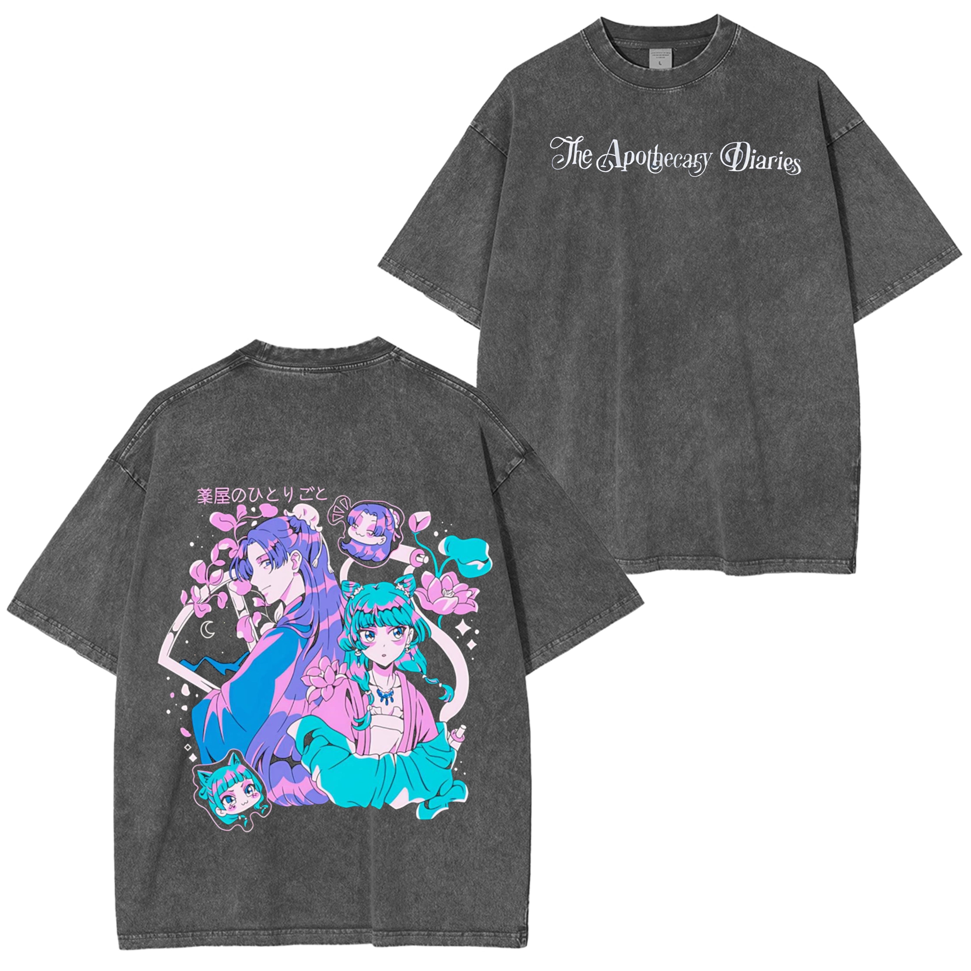 Kusuriya no Hitorigoto Camiseta Oversize Lavada Estilo Vintage
