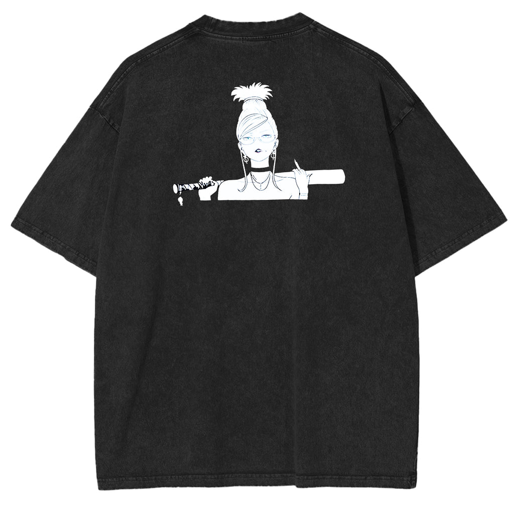 DanDaDan Double Printed Oversize Vintage Washed T-Shirt