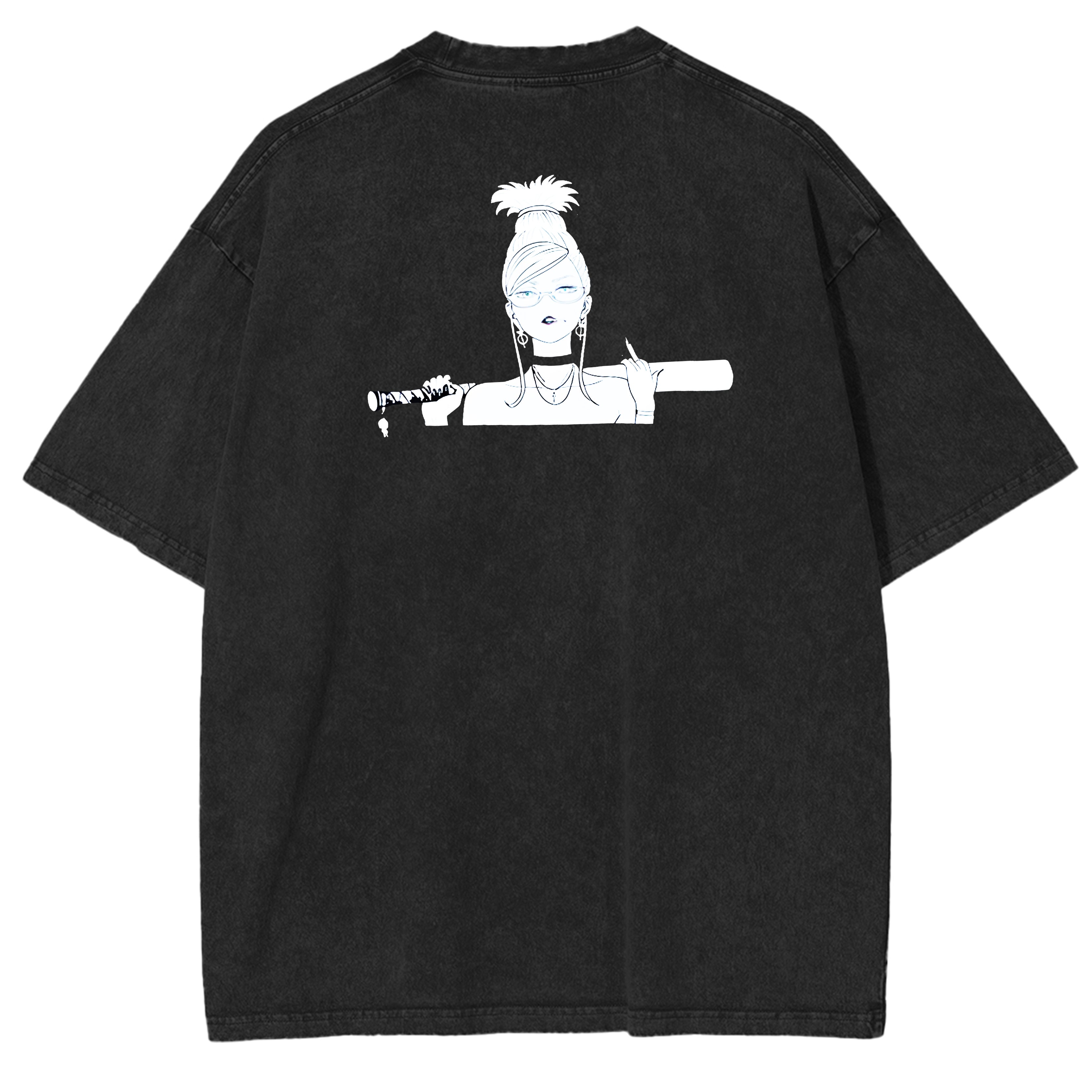 Camiseta DanDaDan extragrande con doble estampado y efecto vintage