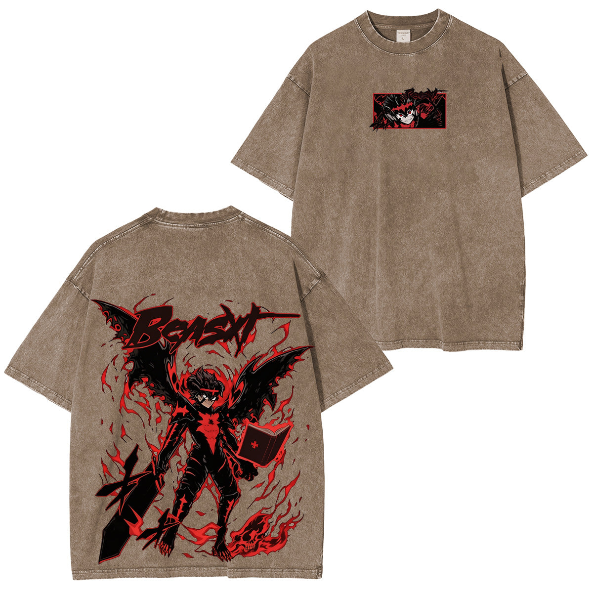 Black Clover : T-shirt/Sweat-shirt à col rond/Sweat à capuche délavé Asta