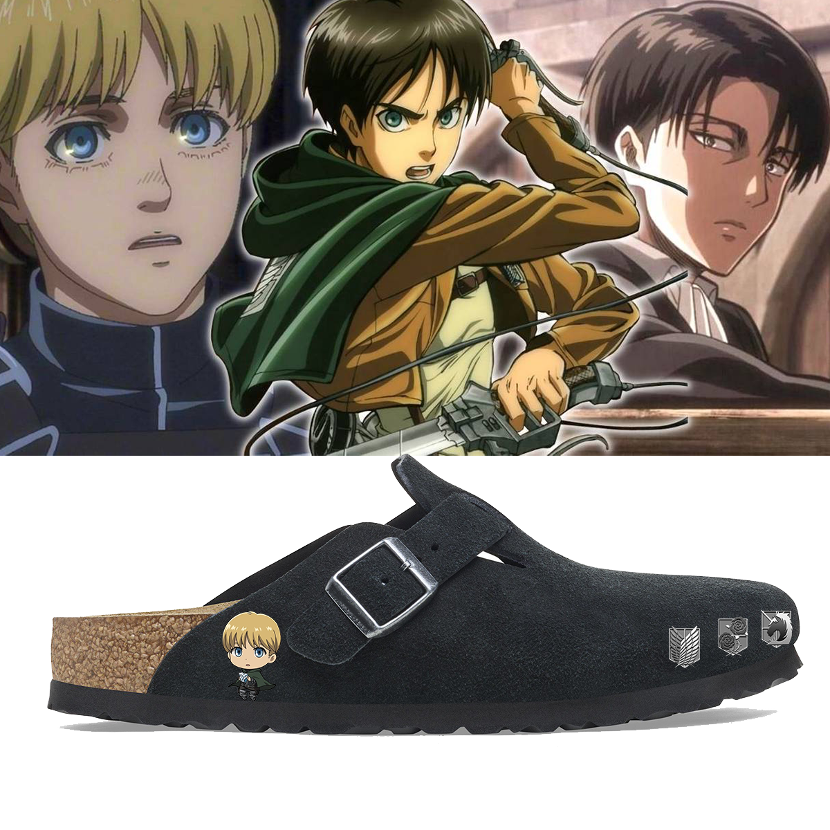 Attack on Titan Anime Unisex Boston Plantilla Blanda Cuero de Gamuza