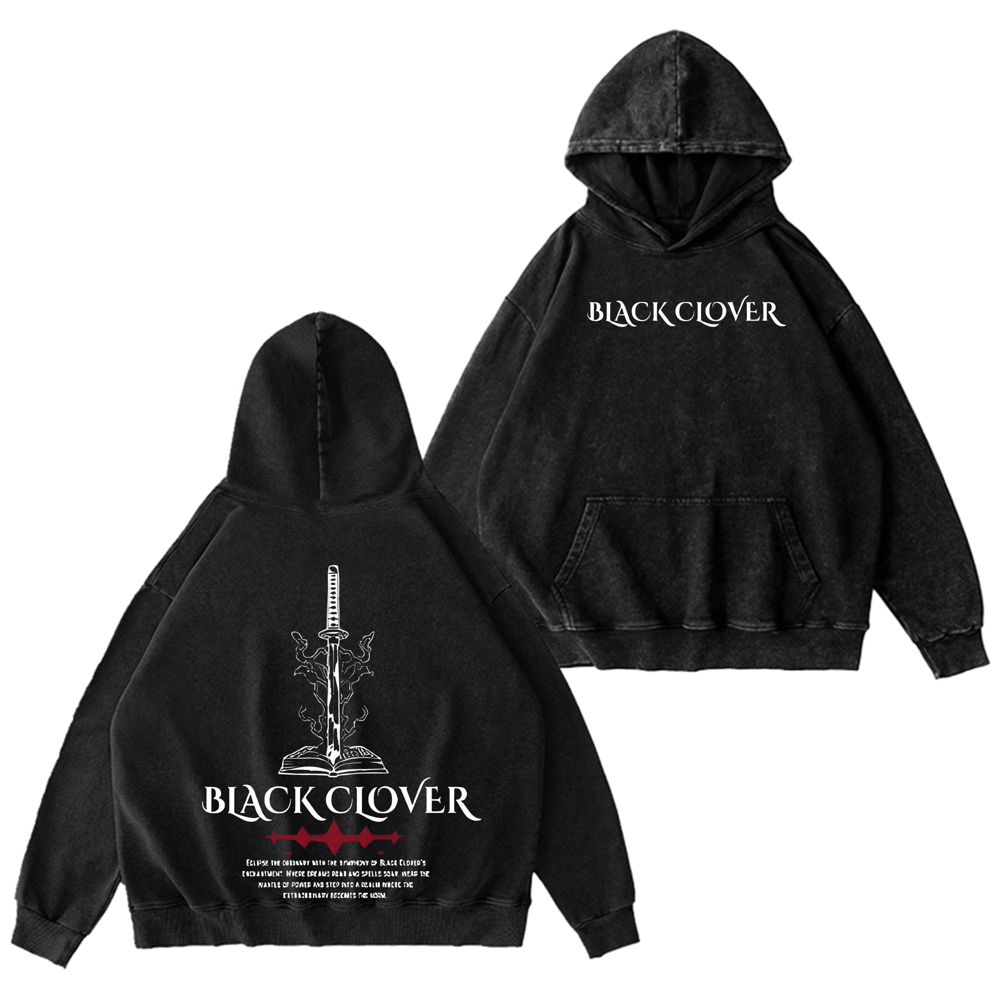 Sweat-shirt à capuche délavé Black Clover