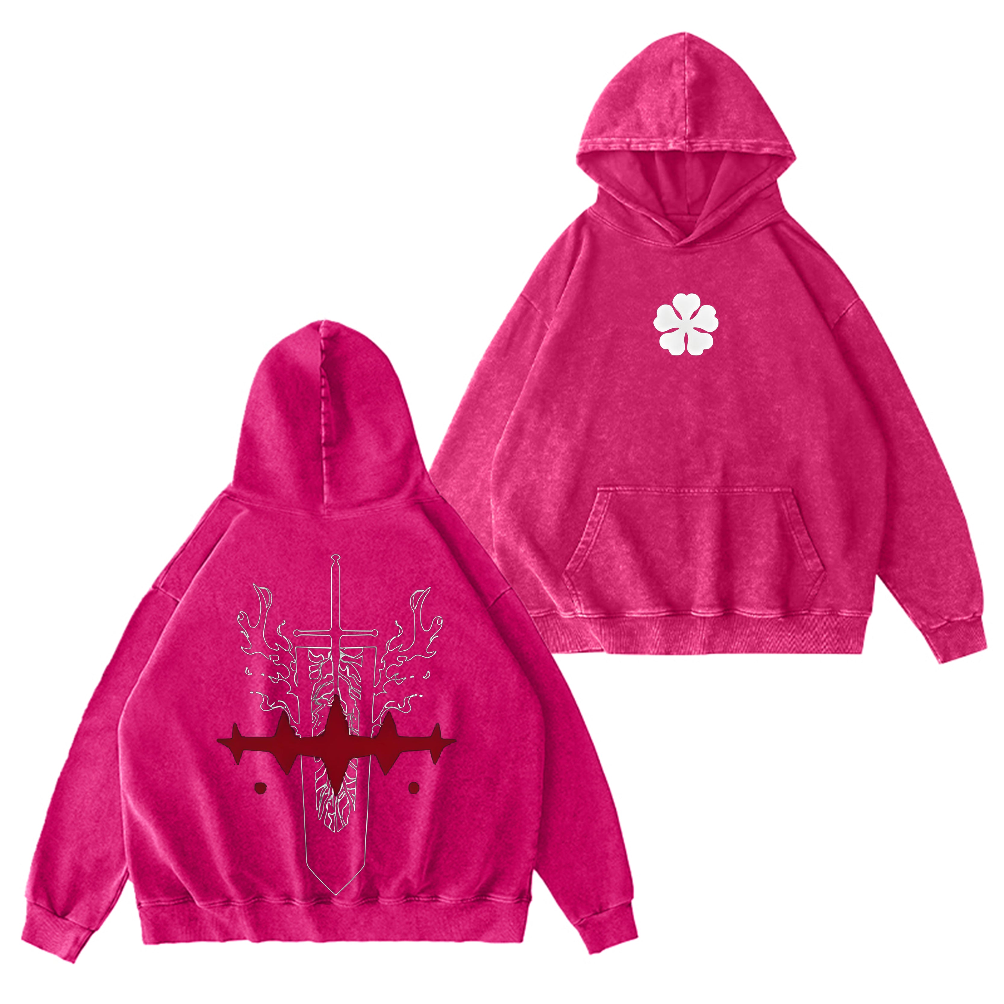 Sweat à capuche délavé Devils Black Clover Vintage