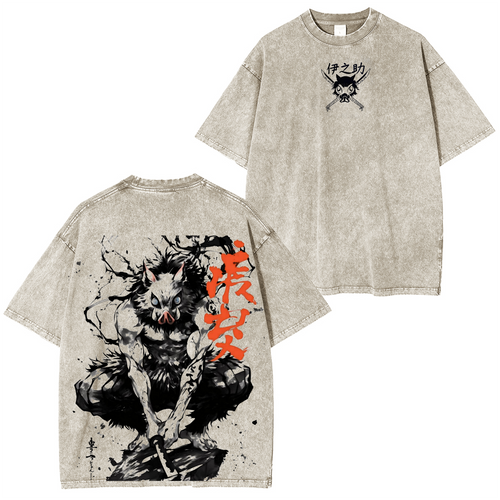 Hashibira Inosuke Demon Slayer Anime Unisex Washed T-Shirt