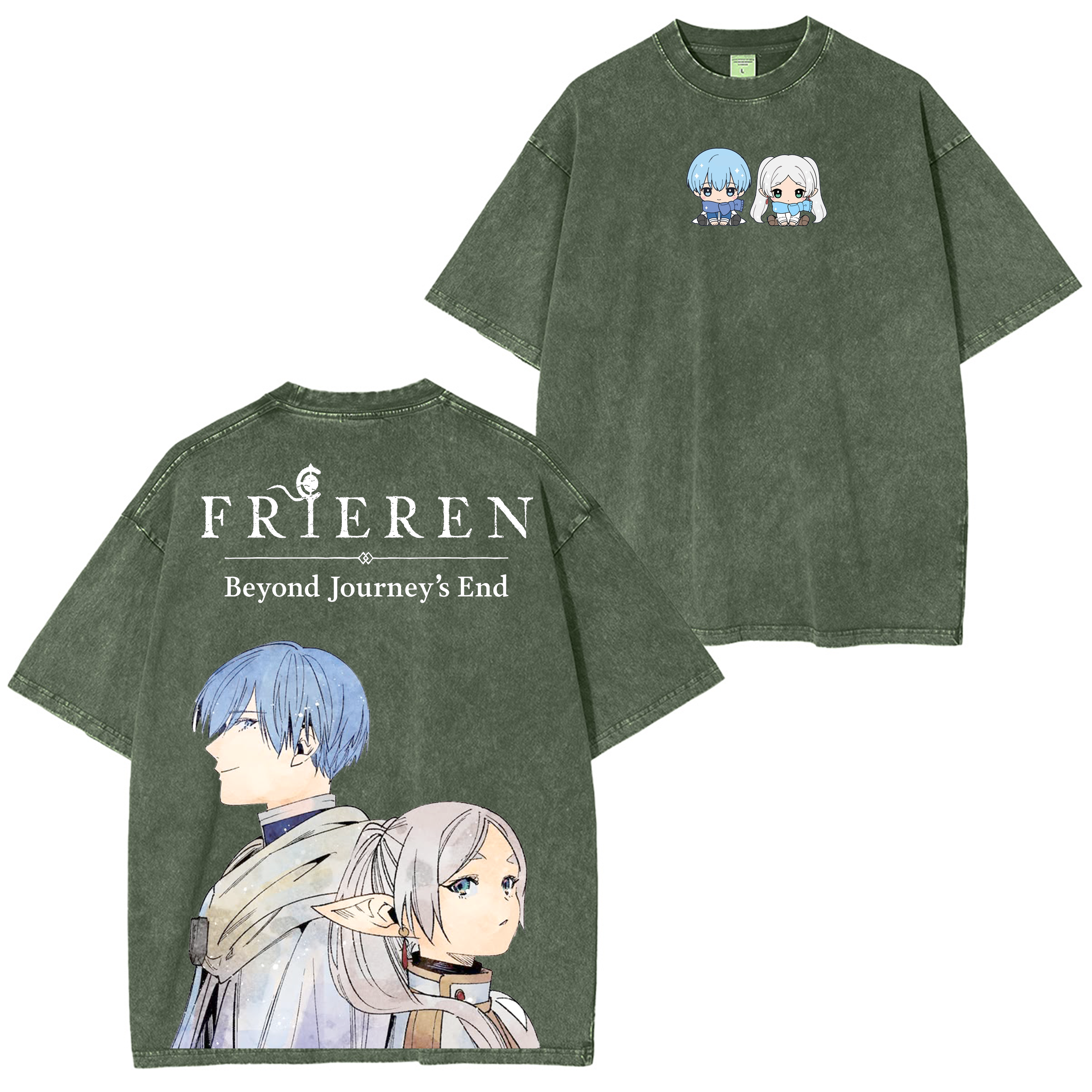 Frieren Anime T-shirt/Col ras du cou/Sweat à capuche délavé