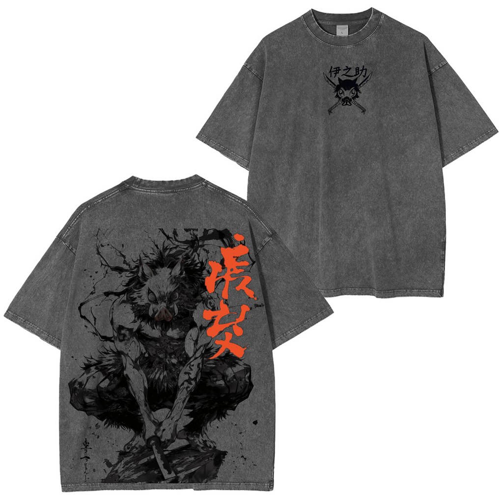 Hashibira Inosuke Demon Slayer Anime Unisex Washed T-Shirt