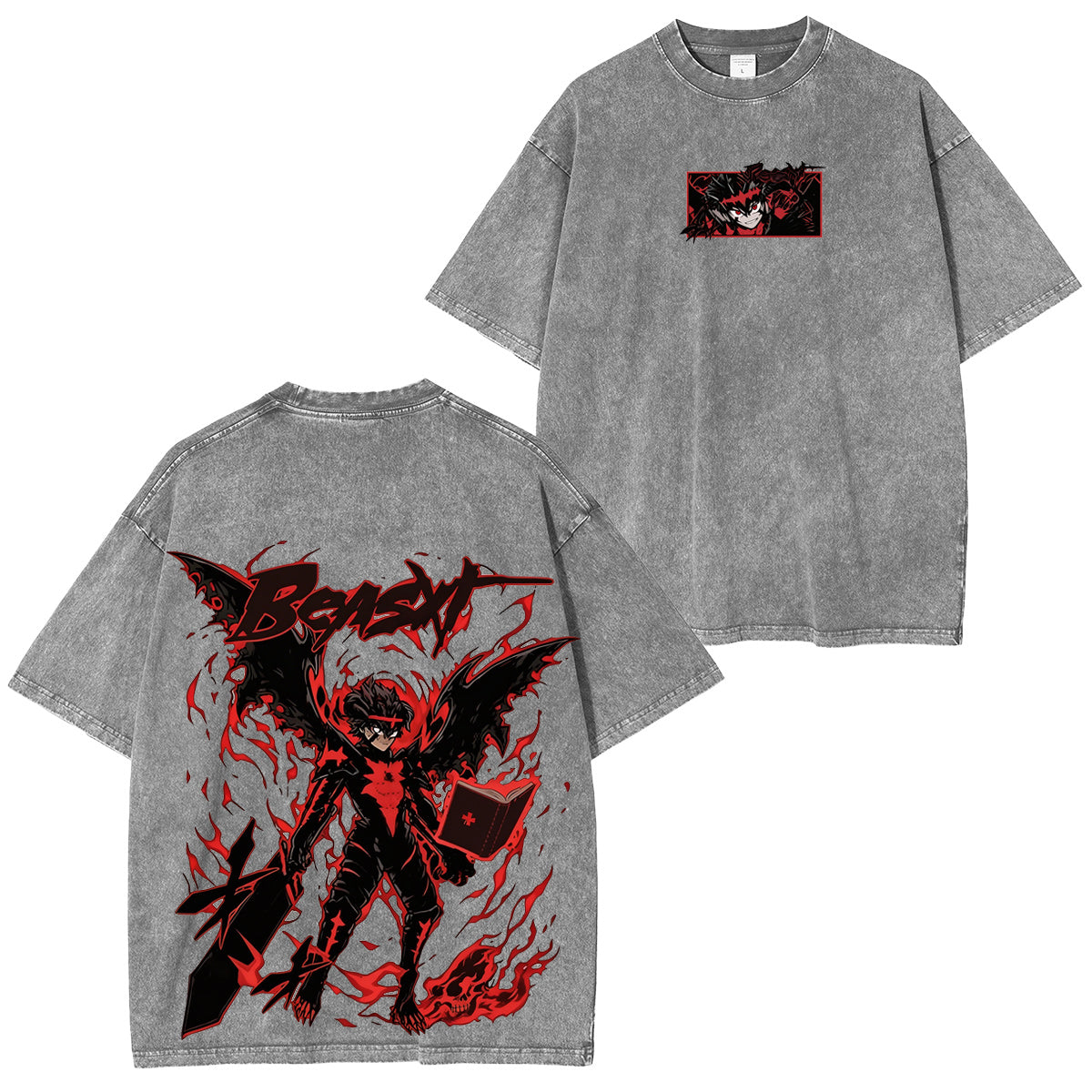 Black Clover : T-shirt/Sweat-shirt à col rond/Sweat à capuche délavé Asta