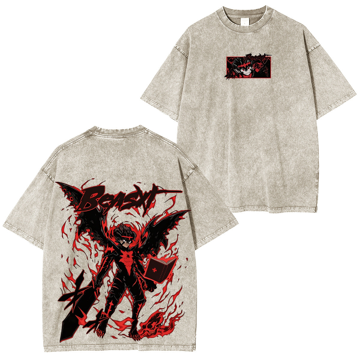 Black Clover : T-shirt/Sweat-shirt à col rond/Sweat à capuche délavé Asta